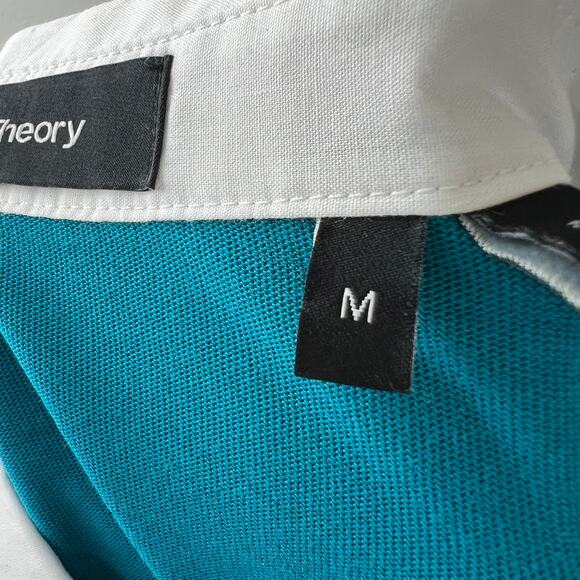 THEORY Green White Cotton Short Sleeve V-Neck Rugby Polo-Rope Jersey Top Size M - Picture 9 of 11